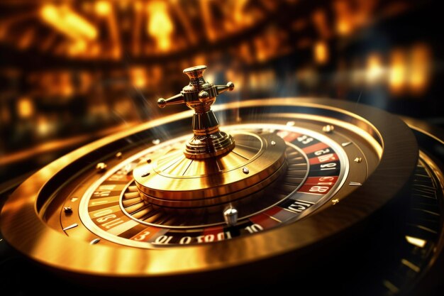 Close-up da roda da roleta girando no Casino Selective Focus