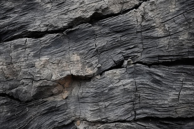 Close-up da superfície de pedra coberta de cinzas
