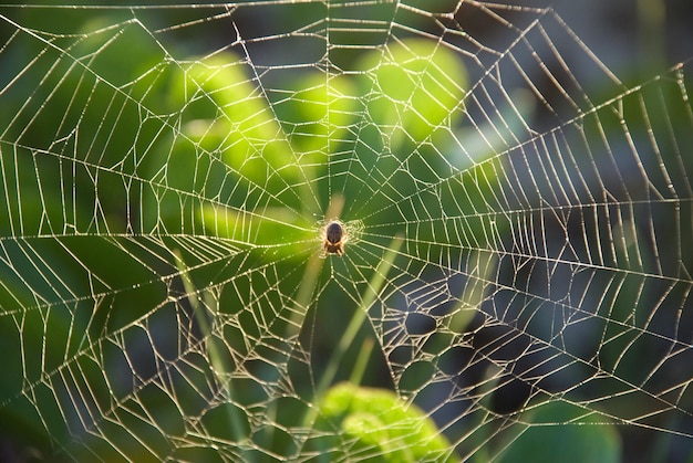 Foto close-up da teia de aranha