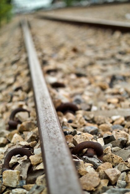 Close-up da via ferroviária