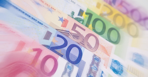 Close-up das notas de euro