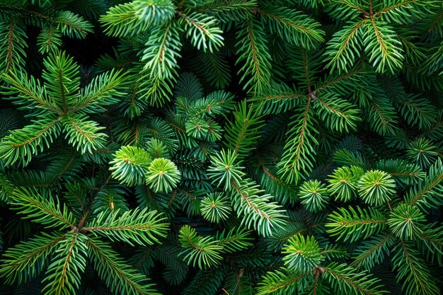 Close-up de agulhas de pinheiro verdes vibrantes com sutis pontas castanhas Detalhe botânico natural e texturizado