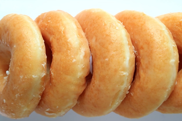 Close-up, de, alourado, sugar-wad, donuts, textura, vista superior, para, fundo