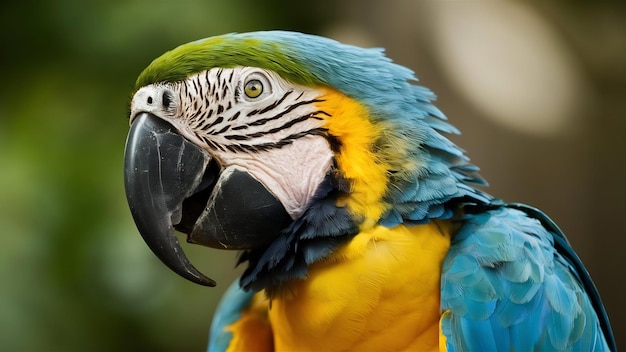 Close-up de arara azul e amarela ou arara caninde