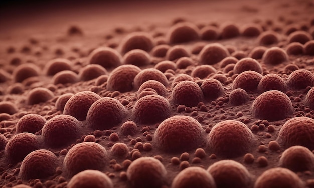 Foto close-up de bactérias microscópicas 3d