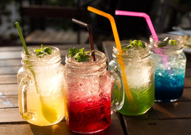 Close-up de bebidas na mesa