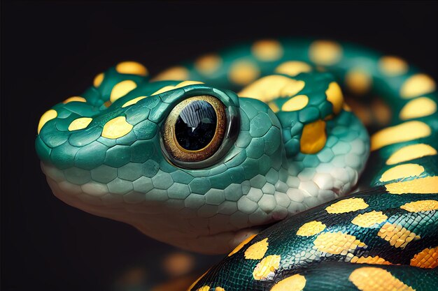 Close-up de Bigeyed pit viper AI generative