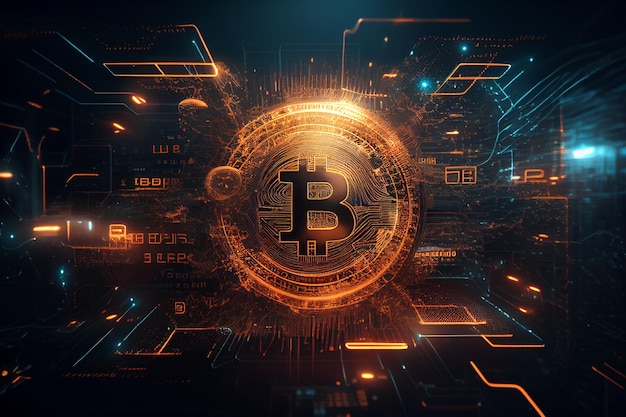 Close-up de bitcoin generativo ai