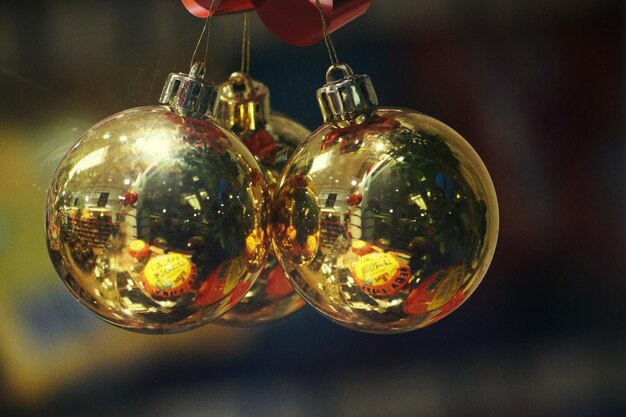 Close-up de bolas de Natal