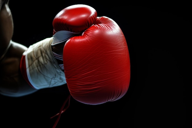 Foto close-up de boxeadores com o punho cerrado com luva vermelha