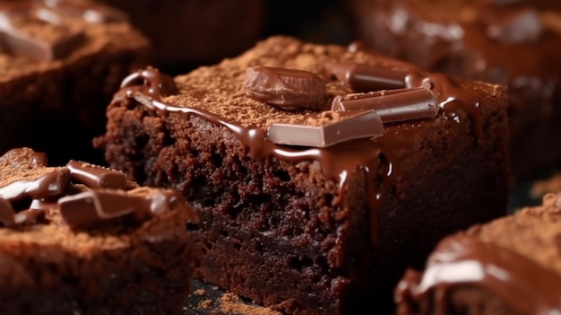 Close-up de brownies de chocolate Inteligência Artificial Gerativa