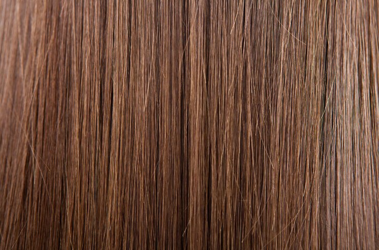 Foto close-up de cabelo castanho como fundo textura de cabelo natural