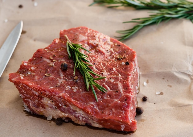 Close-up de carne crua