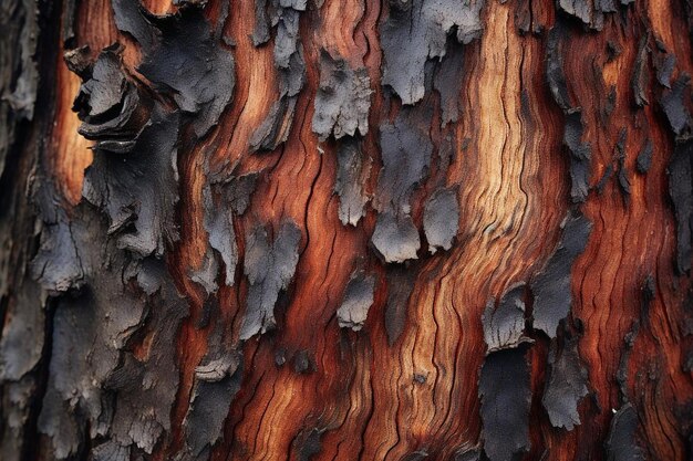 Close-up de casca castanha em um tronco de árvore