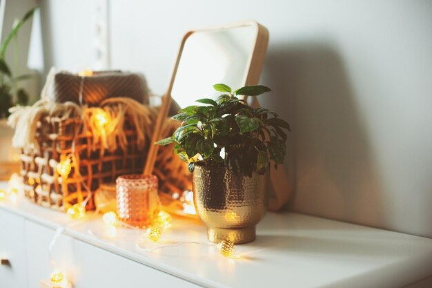 Foto close-up de chá servido na mesa em casa