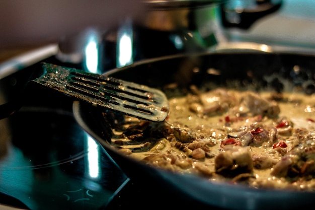 Close-up de comida na cozinha