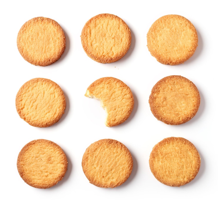 Foto close-up de cookies contra fundo branco