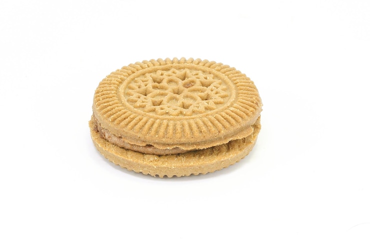 Foto close-up de cookies contra fundo branco