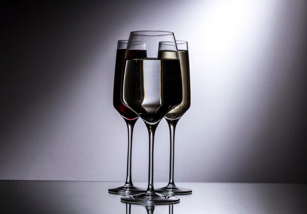 Foto close-up de copos de vinho na mesa