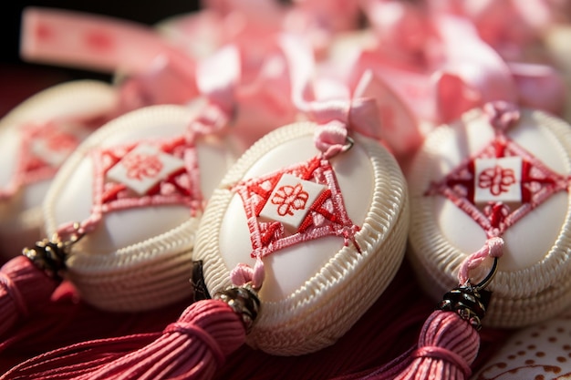 Foto close-up de cordas martisor com um foco suave no fundo