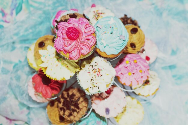 Close-up de cupcakes em flor