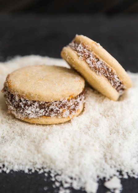 Close-up de deliciosos alfajores conceito