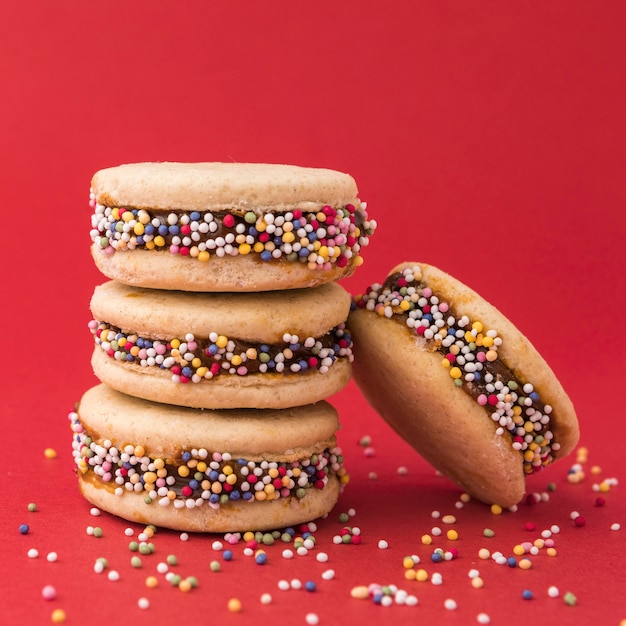 Foto close-up de deliciosos alfajores conceito