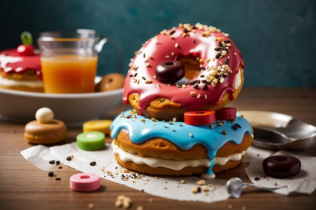 Close-up de deliciosos donuts