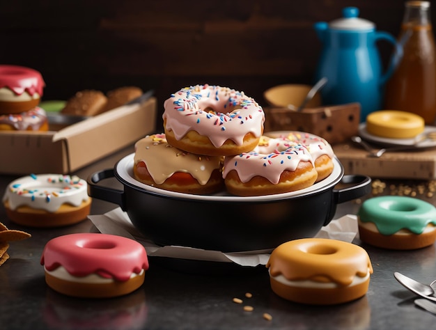 Close-up de deliciosos donuts