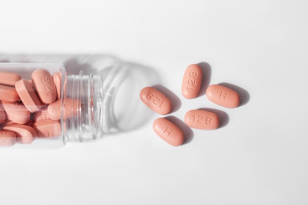 Close-up de diferentes pílulas para o tratamento da infecção pelo hiv PrEP Pills para ajudar a proteger do HIV