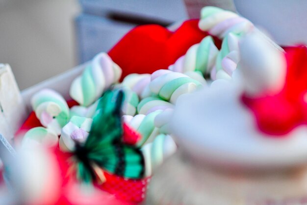 Close-up de doces em recipiente