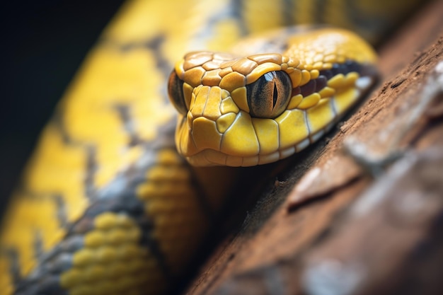 Foto close-up de escamas de mamba em defesa