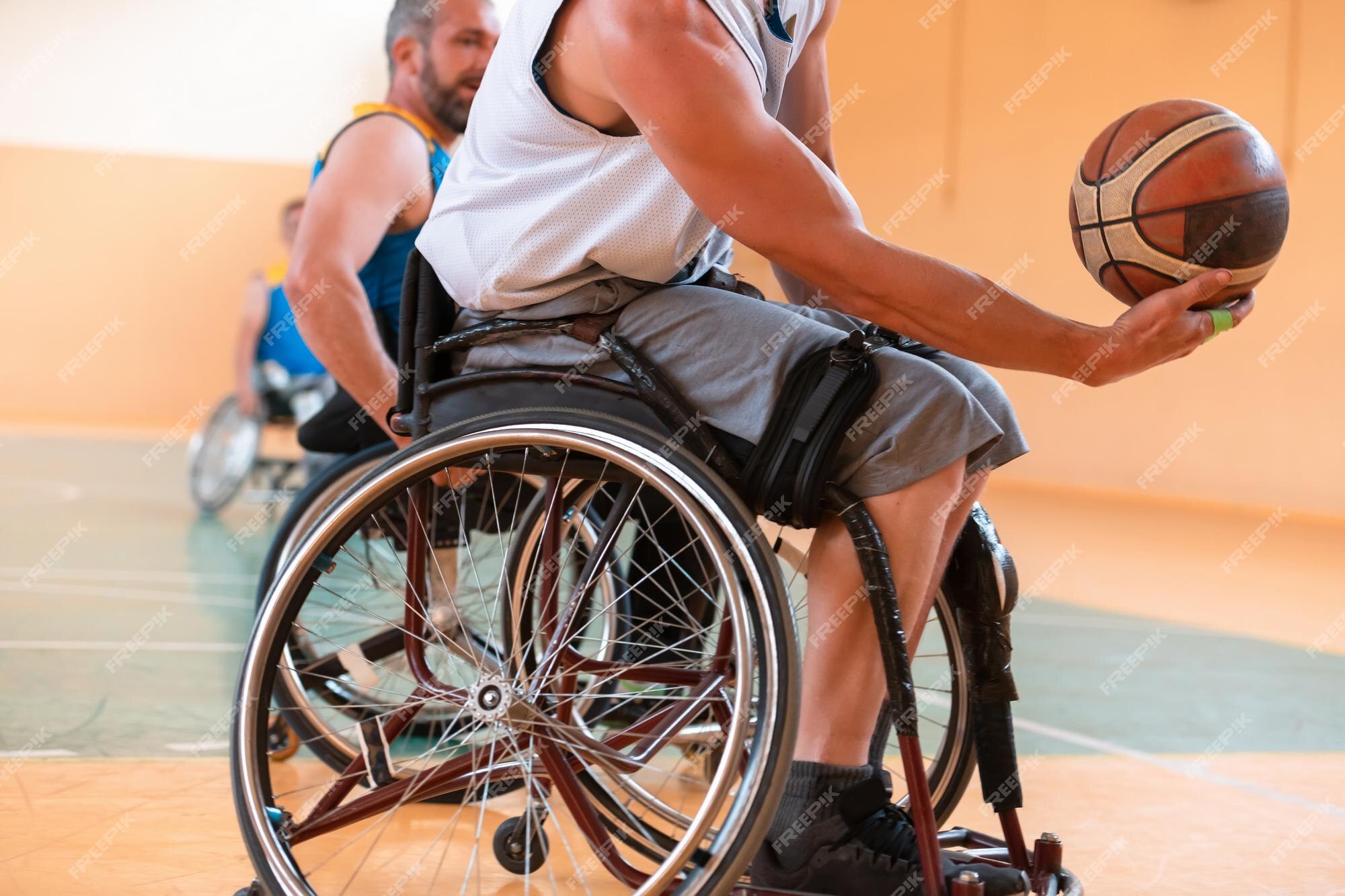 Foto Vista Superior Uma Pessoa Com Deficiência Jogando Basquete