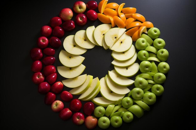 Foto close-up de fatias de maçã dispostas em um símbolo de yinyang melhor fotografia de maçãs