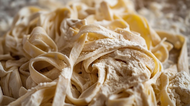 Close-up de fettuccine de massa italiana