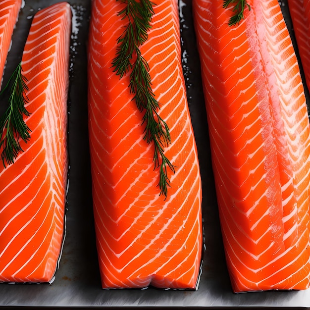 Close-up de filé de salmão cozido com arte generativa de comida de luz suave por AI