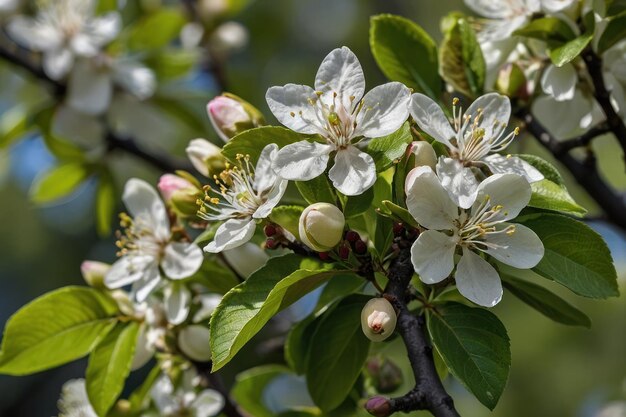 Foto close-up de flores brancas de cerejeira em árvore