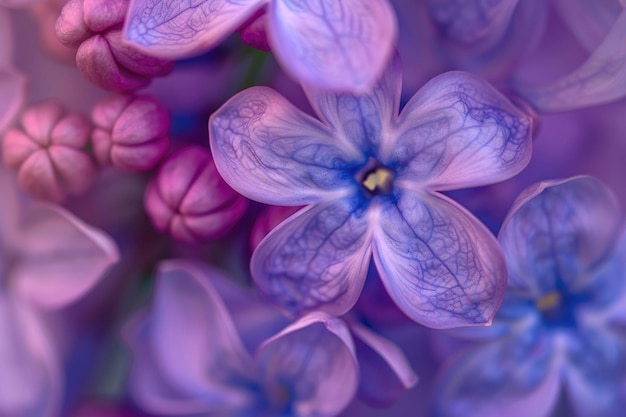 Close-up de flores de lilas vibrantes