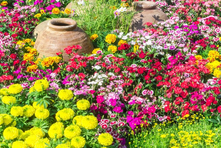 Foto close-up de flores frescas no jardim