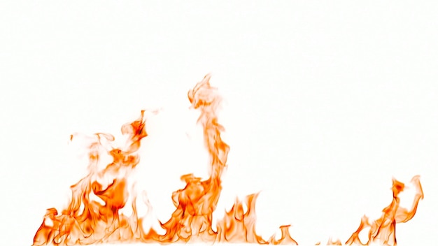 Foto close-up de fogo contra fundo branco