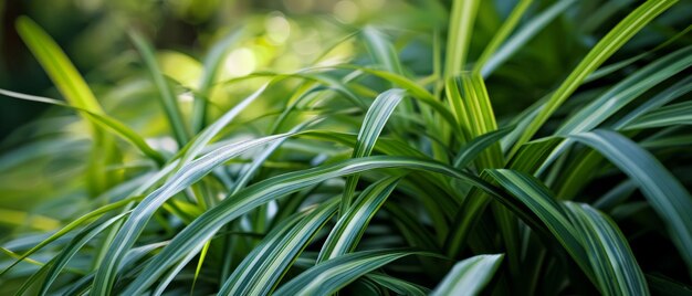 Foto close-up de folhas estreitas verdes frescas criando uma textura