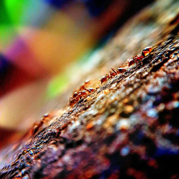 Foto close-up de formigas vermelhas