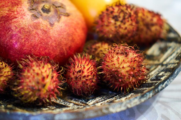 Foto close-up de frutas em prato