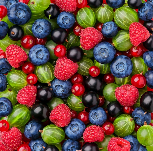 Close-up de frutas frescas, vista superior.