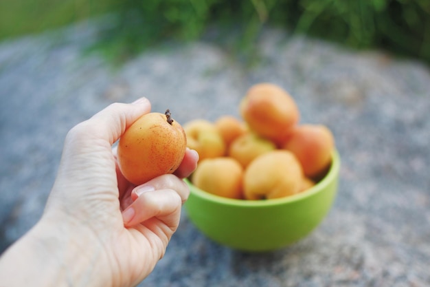 Foto close-up de frutas na mão