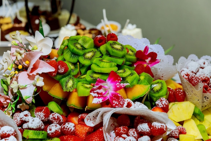 Foto close-up de frutas picadas em prato