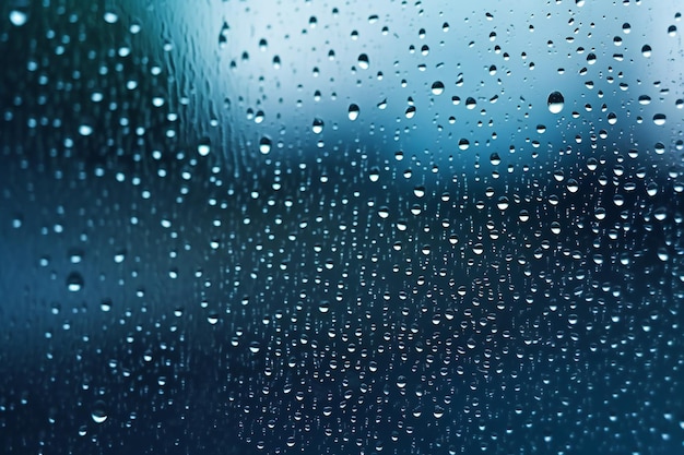 Close-up de gotas de chuva em uma janela