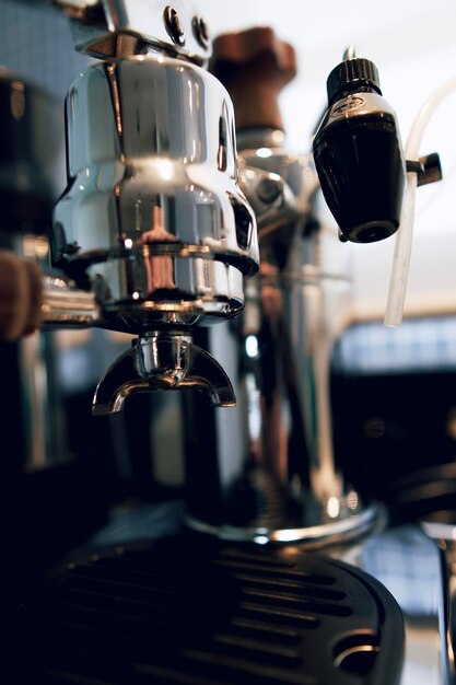 Foto close-up de grãos de café em um café