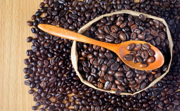 Close-up de grãos de café torrados