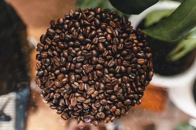 Foto close-up de grãos de café